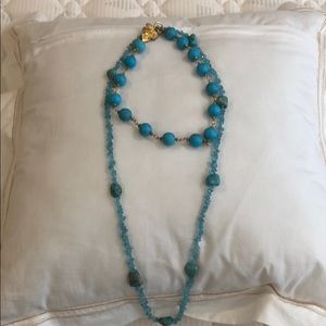 Set of blue topaz and turquoise necklaces.